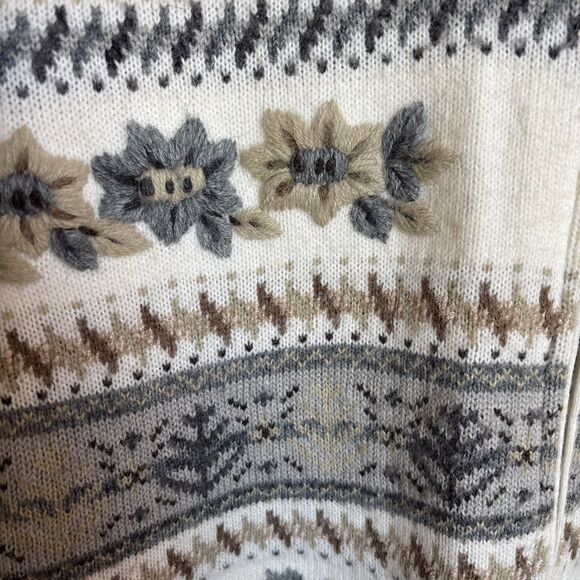 Alfred Dunner Vest Womens Medium Sweater Vest Zipper Ivory Embroidery - Picture 4 of 7